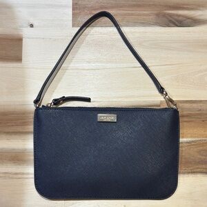 Kate Spade Newbury Lane Lolly Leather Navy Blue Gold Mini Wristlet Clutch